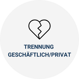 Grafik mit Text Trennung Geschäftlich und Privat